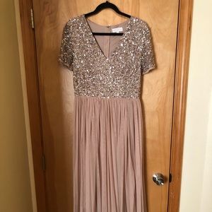 Maya Bridesmaid V Neck Maxi Tulle Dress